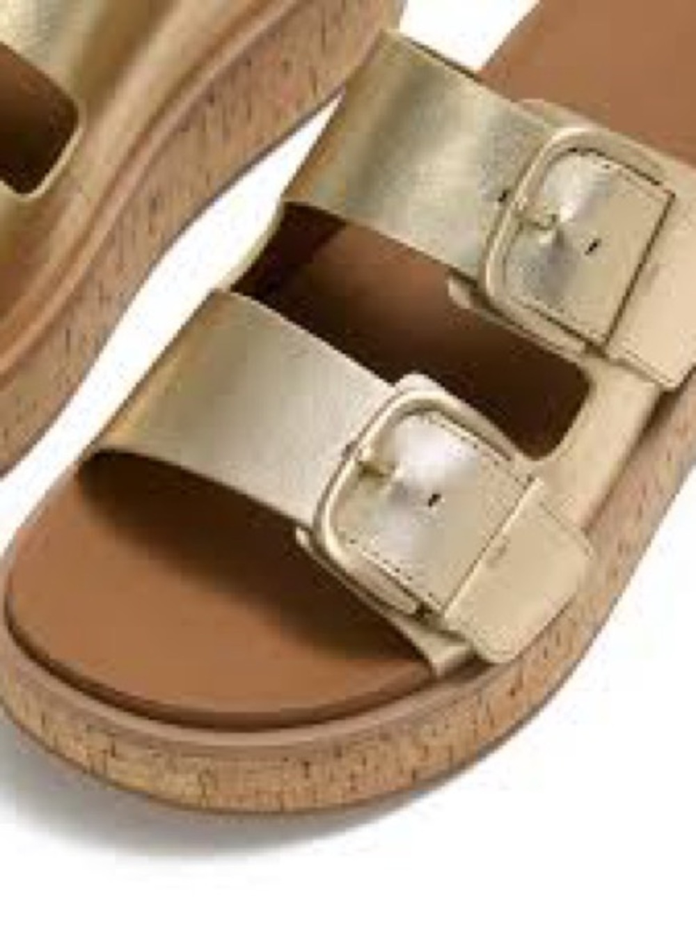 FitFlop women gold Metallic leather Platform Slide Sandals US 8.5